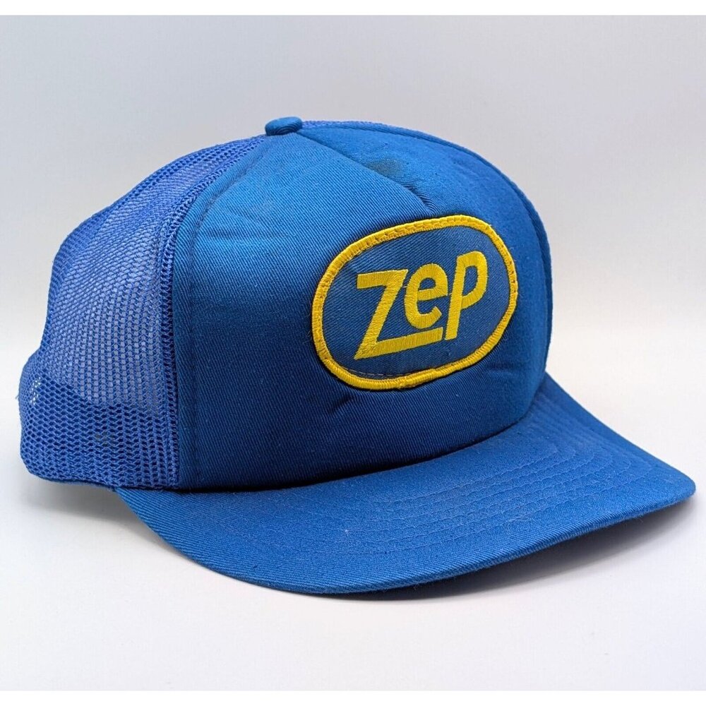 Vintage Zep Chemicals Blue Yellow Snapback Trucker Baseball Cap Hat Patch VTG
